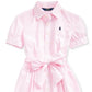 Camisa de algodão listrada Polo Ralph Lauren Big Girl, rosa, tamanho 16