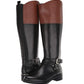 Botas de montaria femininas Bandolino Jimani de couro até o joelho, pretas, tamanho 9,5 M