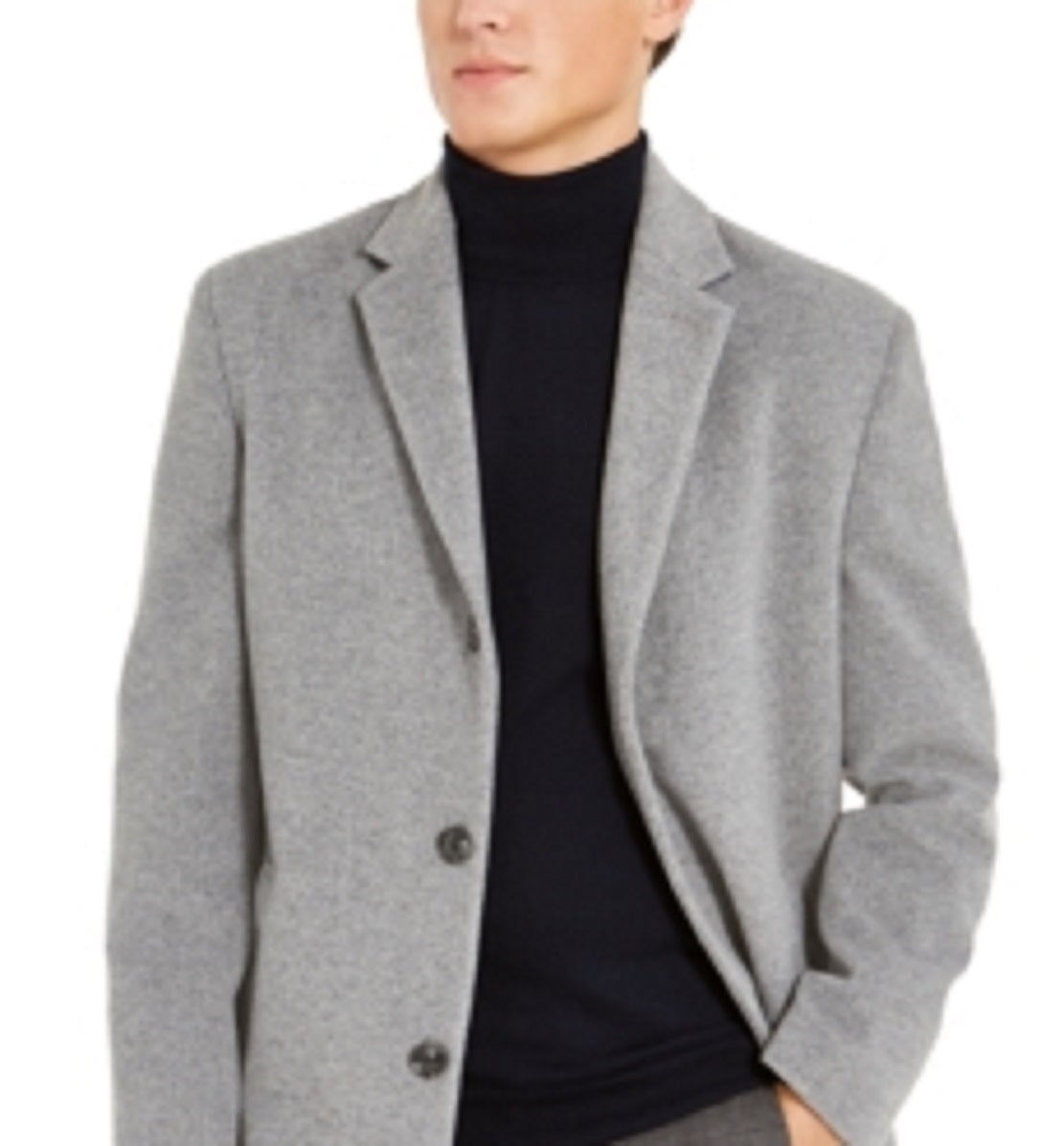 Sobretudo Tommy Hilfiger Addison Wool Blend Trim Fit Masculino Cinza Tamanho 40