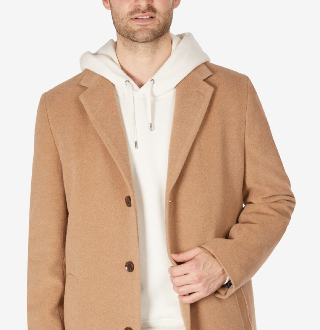 Sobretudo Tommy Hilfiger Addison Wool Blend Trim Fit Masculino Marrom Tamanho 36