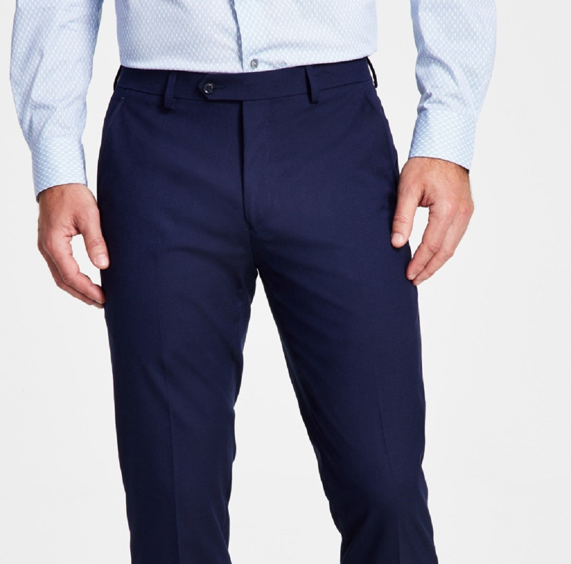 Calça de terno Alfani masculina slim fit elástica sólida azul tamanho 33x30