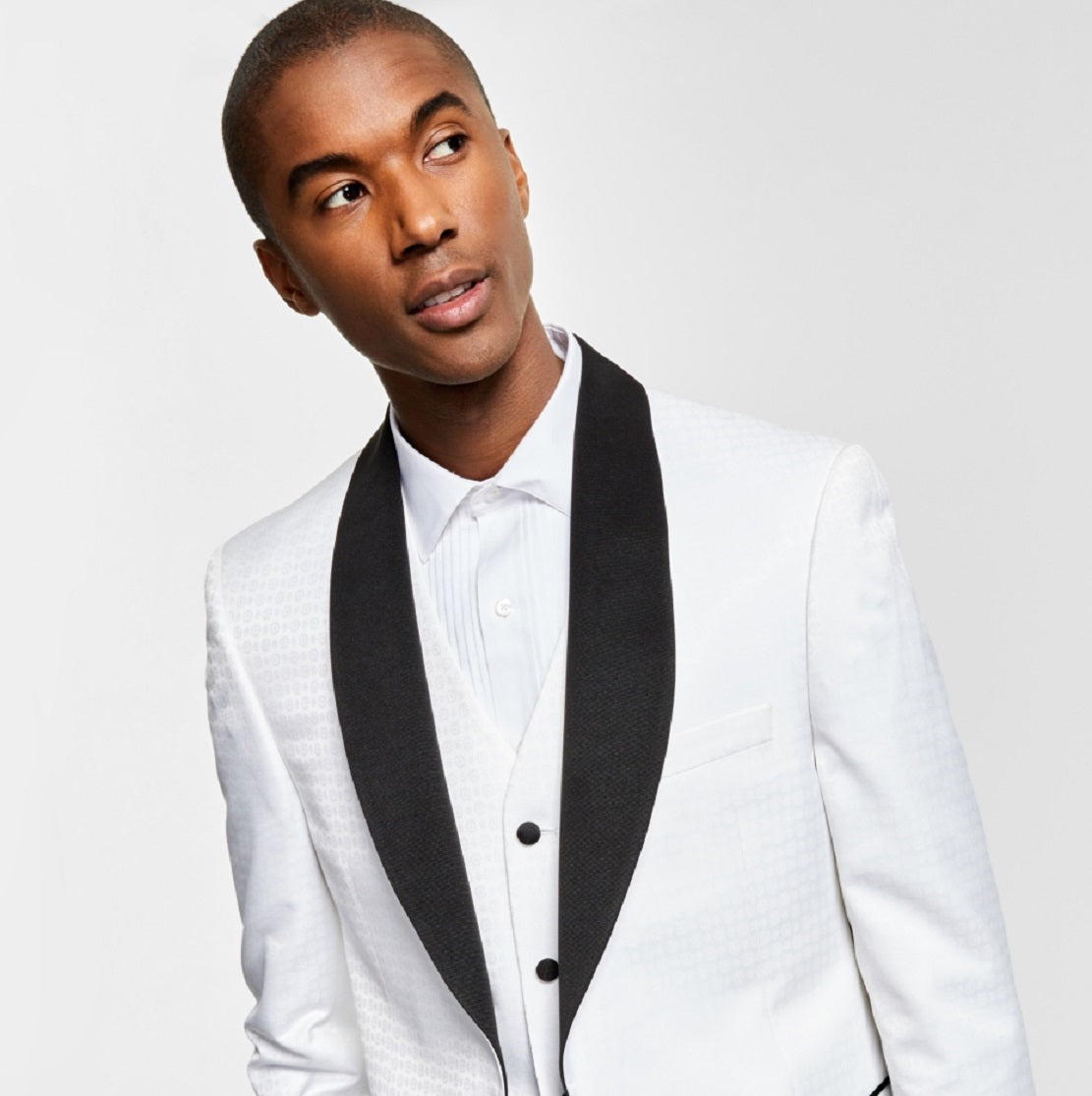 Jaquetas de smoking Alfani masculinas slim fit, brancas, tamanho 46