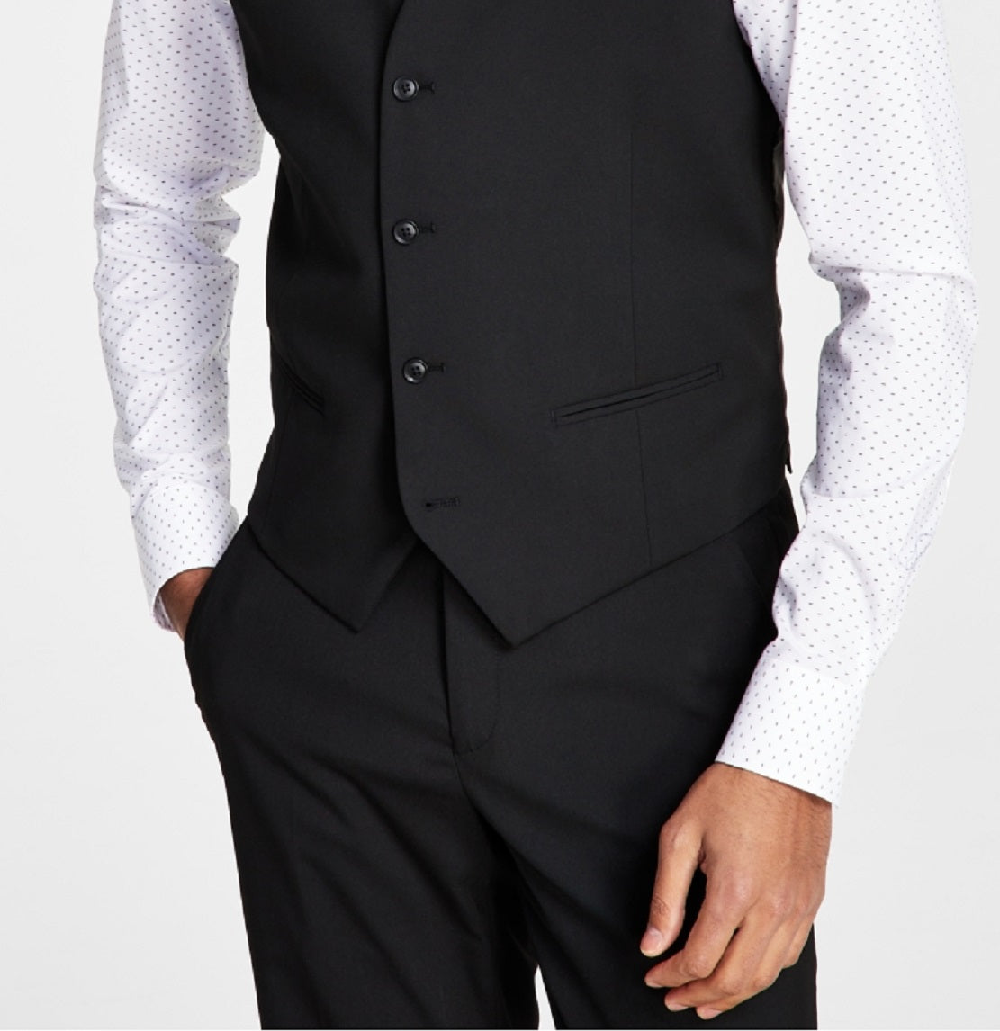 Colete Alfani Masculino Slim Fit Stretch Solid Preto Tamanho Grande