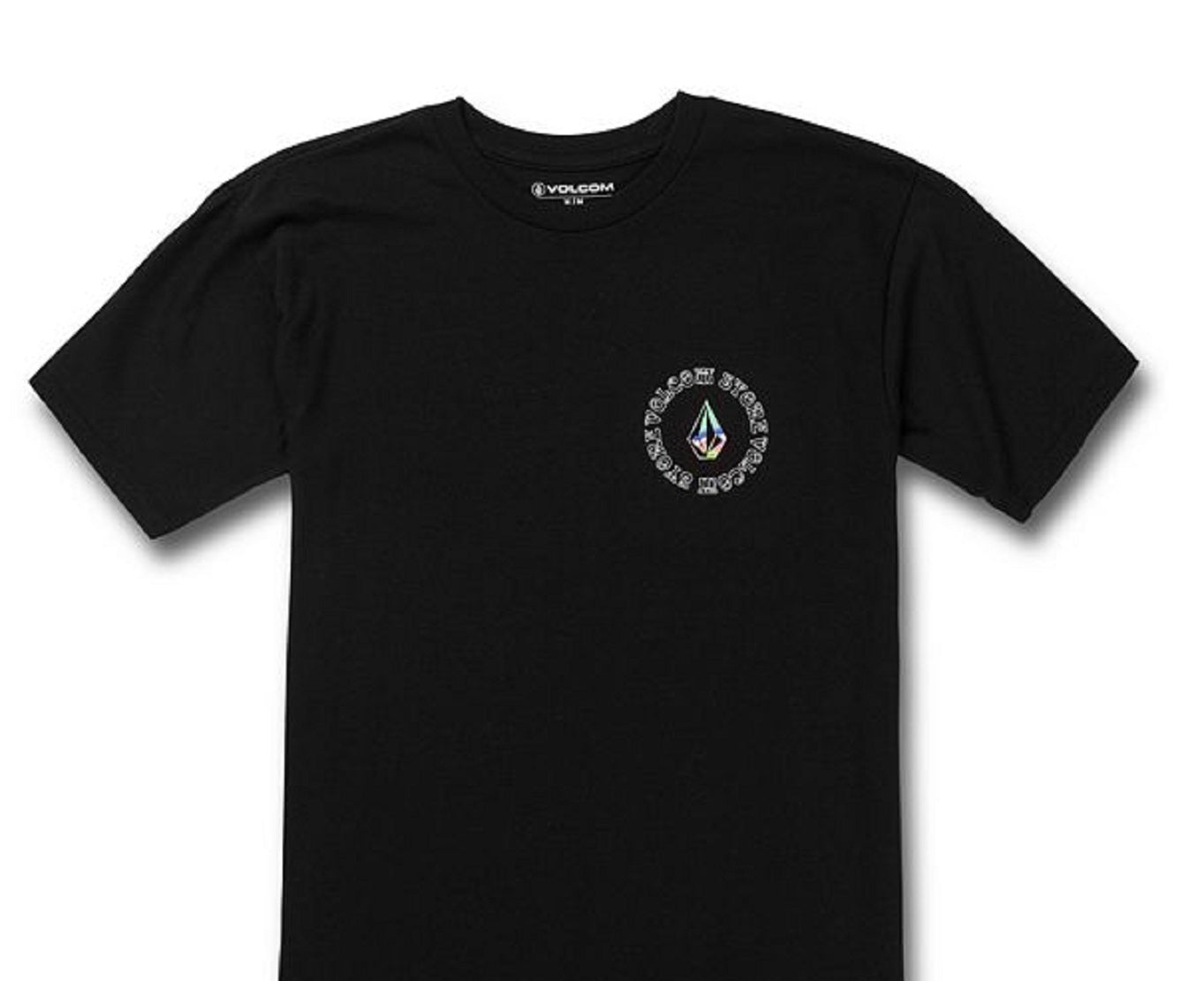 Camiseta gráfica Volcom Star Shields masculina, preta, tamanho pequeno