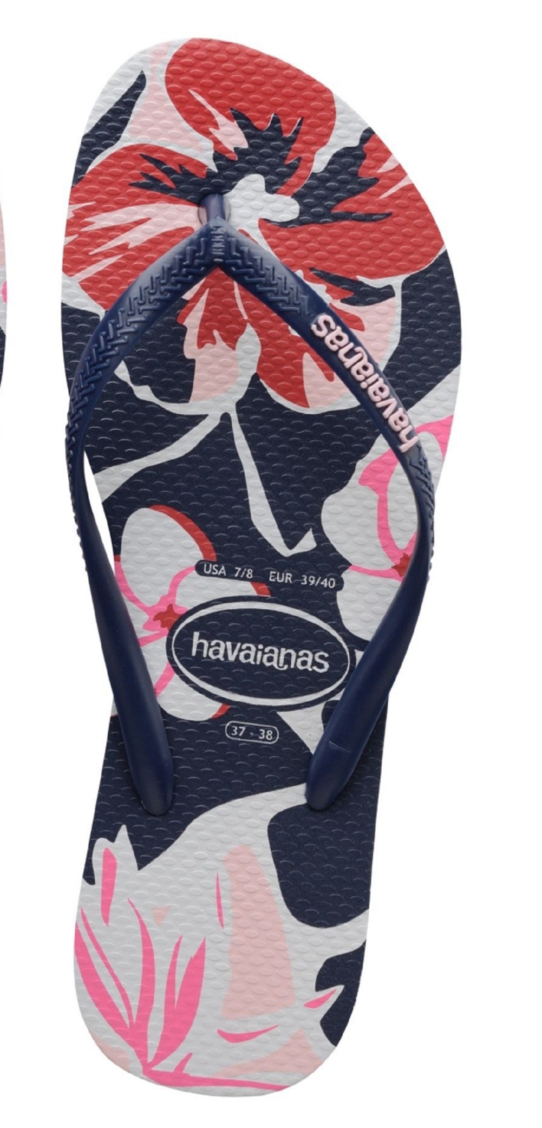 Sandália Havaianas Feminina Slim Floral Basic Azul Tamanho 9-10