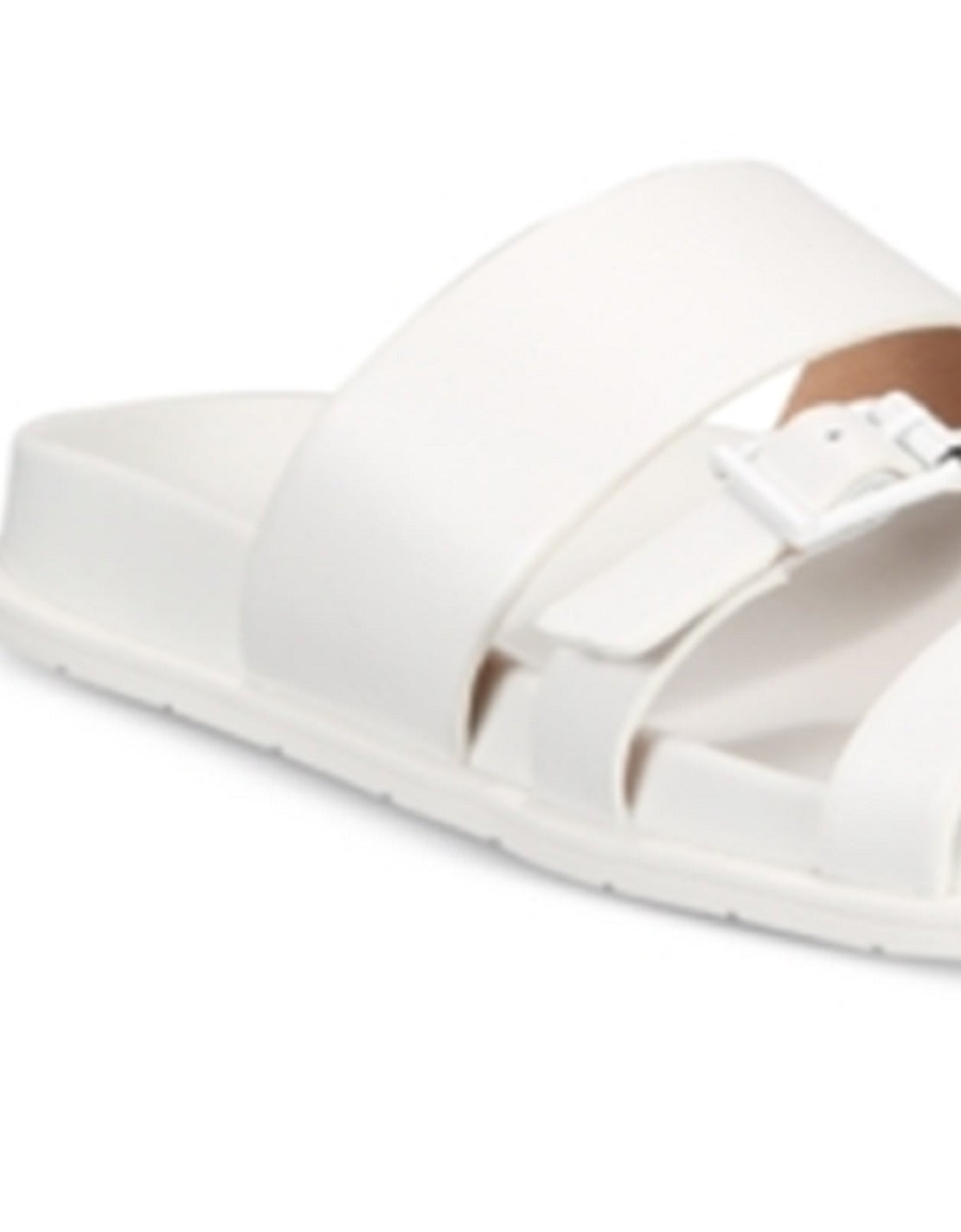 Sandálias de couro femininas Aqua College Sloan com bico aberto, casuais, tamanho 7,5 M, brancas