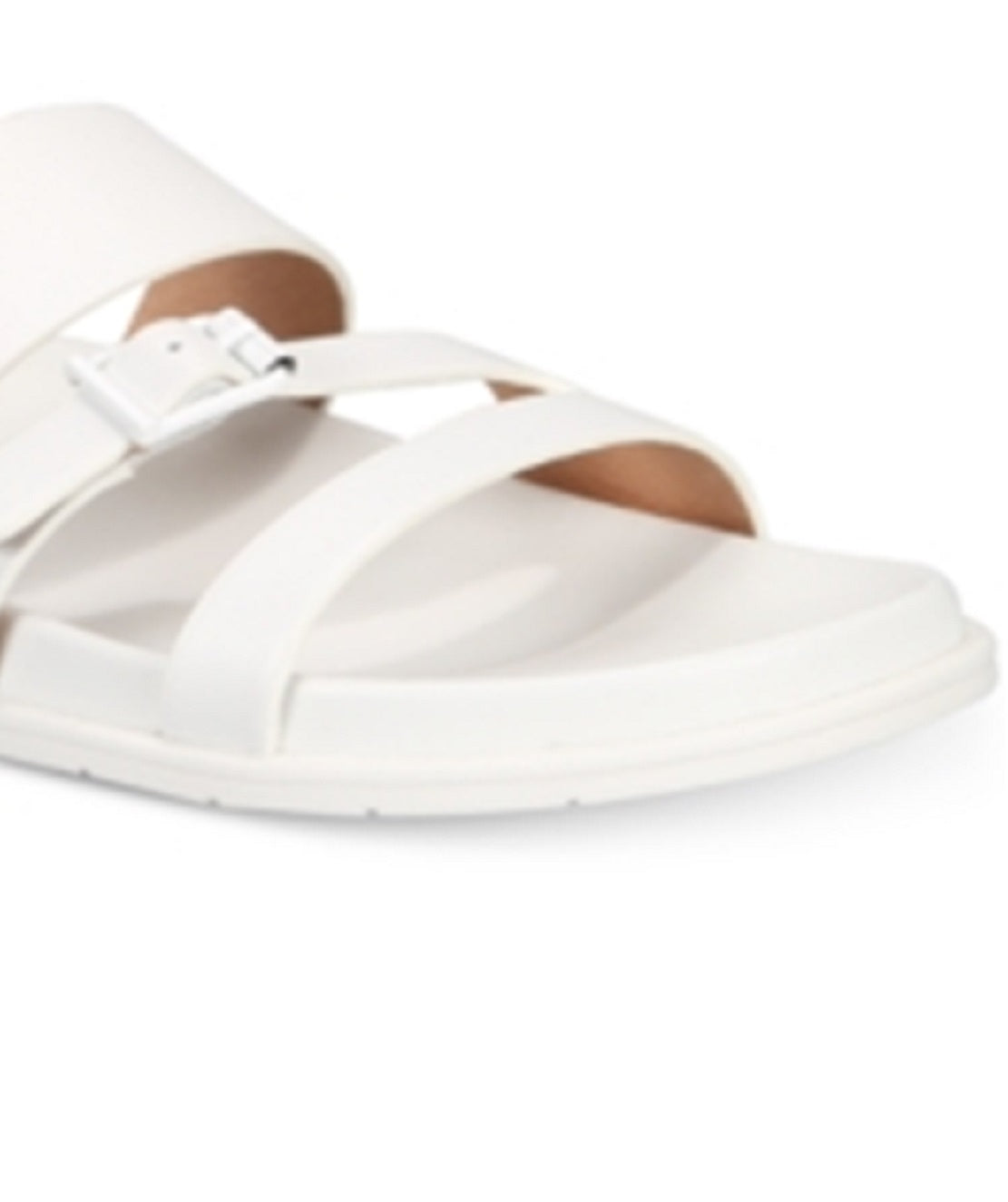 Sandálias de couro femininas Aqua College Sloan com bico aberto, casuais, tamanho 7,5 M, brancas