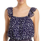 Blusa feminina Aqua com babados e bolinhas abstratas, azul, tamanho pequeno