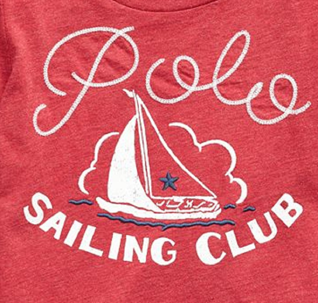 Camiseta Polo Ralph Lauren Infantil Sailing Club Algodão Jersey Vermelha Tamanho 2T
