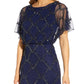 Vestido de noite feminino Adrianna Papell com contas, azul, tamanho 8