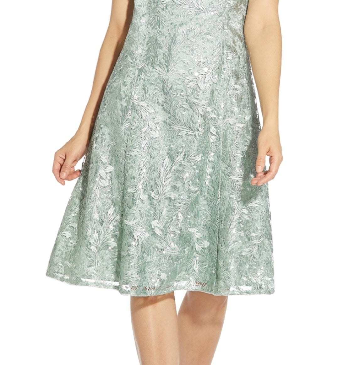 Vestido de coquetel bordado feminino Adrianna Papell, azul, tamanho 6