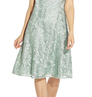 Adrianna Papell Women's Embroidered Cocktail Dress Blue Size 6