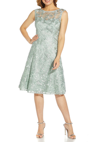Adrianna Papell Women's Embroidered Cocktail Dress Blue Size 14
