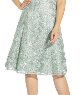 Adrianna Papell Women's Embroidered Cocktail Dress Blue Size 14