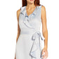Vestido midi com babados feminino Adrianna Papell, azul, tamanho 4