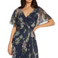 Vestido plissado estampado feminino Adrianna Papell, azul, tamanho 4