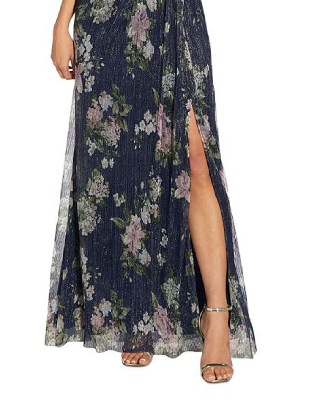 Vestido plissado estampado feminino Adrianna Papell, azul, tamanho 4