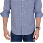 Camisa masculina Nautica Classic Fit, manga comprida, xadrez xadrez, azul, tamanho extragrande