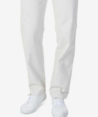Calça de convés chino Nautica masculina, ajuste clássico, elástica, lisa, frente plana, branca, tamanho 38x32