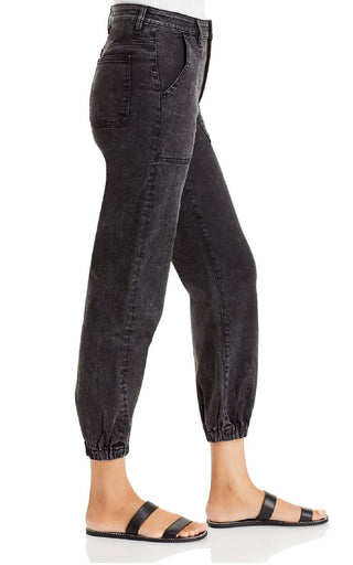 Calça jeans feminina Aqua Jackie Jogger cinza tamanho 28