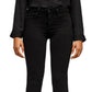 Calça jeans skinny feminina de cintura alta L'Agence, preta, tamanho 29