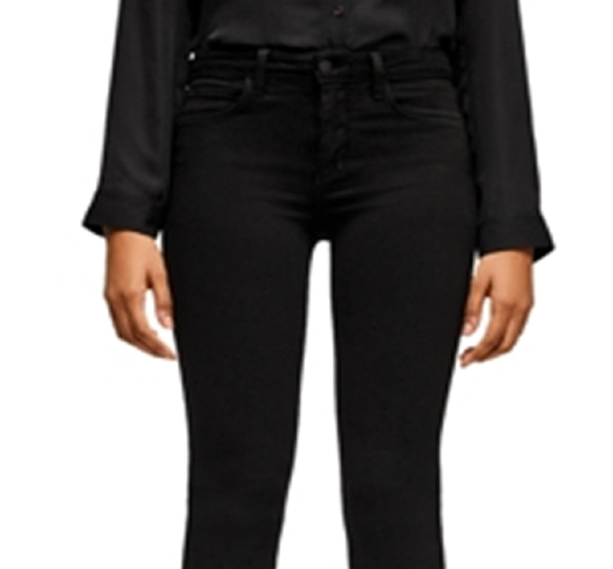 Calça jeans skinny feminina de cintura alta L'Agence, preta, tamanho 29