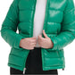 Casaco acolchoado com capuz GUESS High Shine feminino, verde, tamanho médio