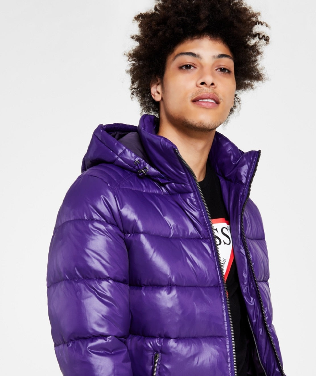 Casaco masculino com capuz GUESS roxo tamanho X-Large