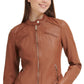 Jaqueta de couro sintético feminina GUESS, marrom, tamanho médio