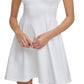 Vestido feminino GUESS sem mangas com estampa Scuba Fit &amp; Flare, branco, tamanho 14