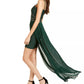 Vestido de bandagem alto e baixo com contas Marciano feminino, verde, tamanho pequeno