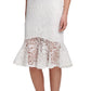 Vestido de renda com bainha de babados GUESS feminino, branco, tamanho 8