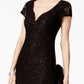 Vestido coluna de renda com lantejoulas feminino conectado, preto, tamanho 8