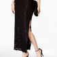 Vestido coluna de renda com lantejoulas feminino conectado, preto, tamanho 8