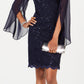 Vestido de renda com lantejoulas e mangas esvoaçantes feminino Connected, azul, tamanho 8