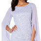 Vestido de renda com lantejoulas e mangas esvoaçantes feminino conectado, roxo, tamanho 10