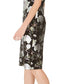 Vestido tubinho feminino com estampa floral metálica e manga curta, preto, tamanho 16, da Connected