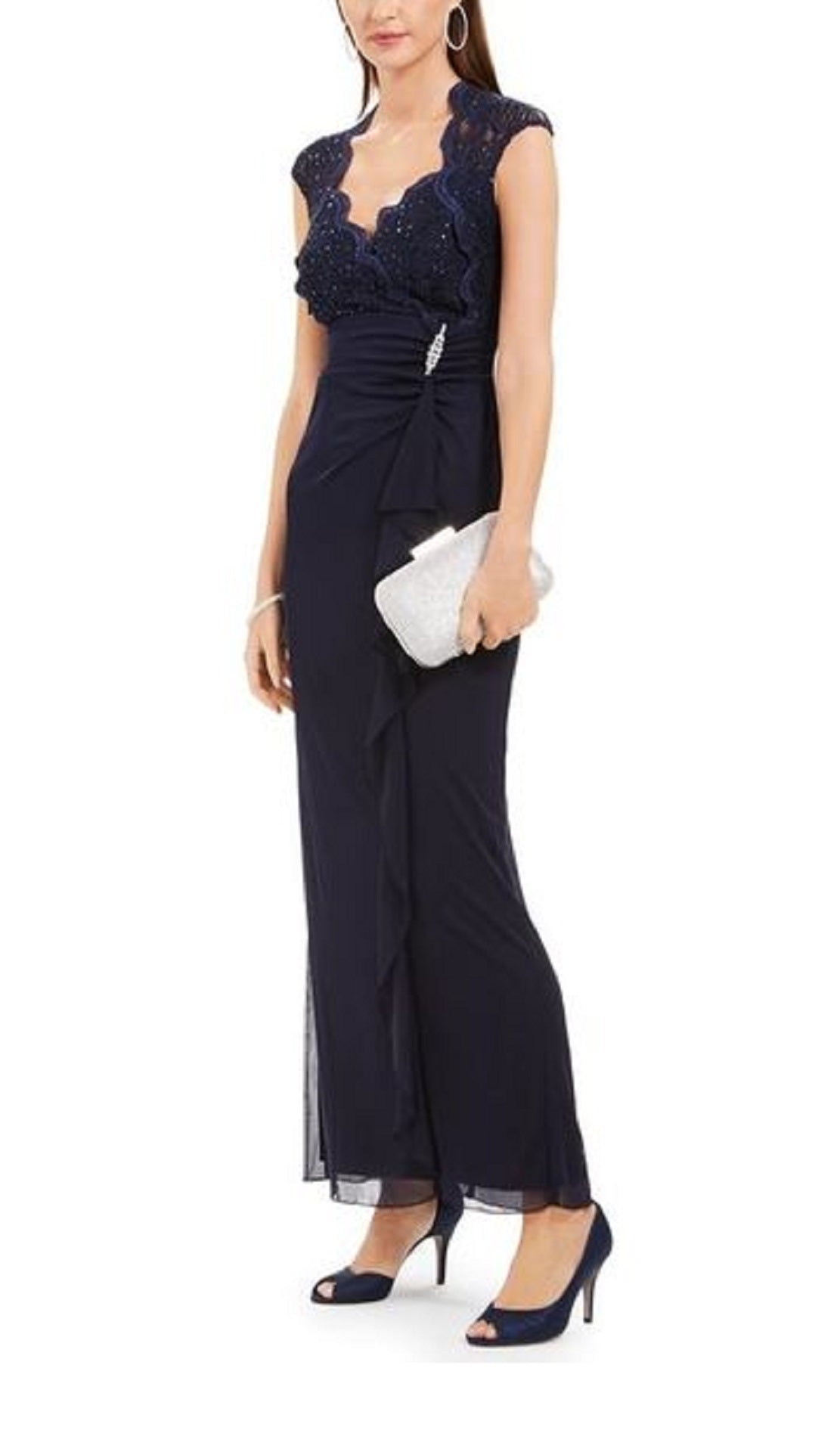 Vestido de renda feminino Connected, azul, tamanho 12