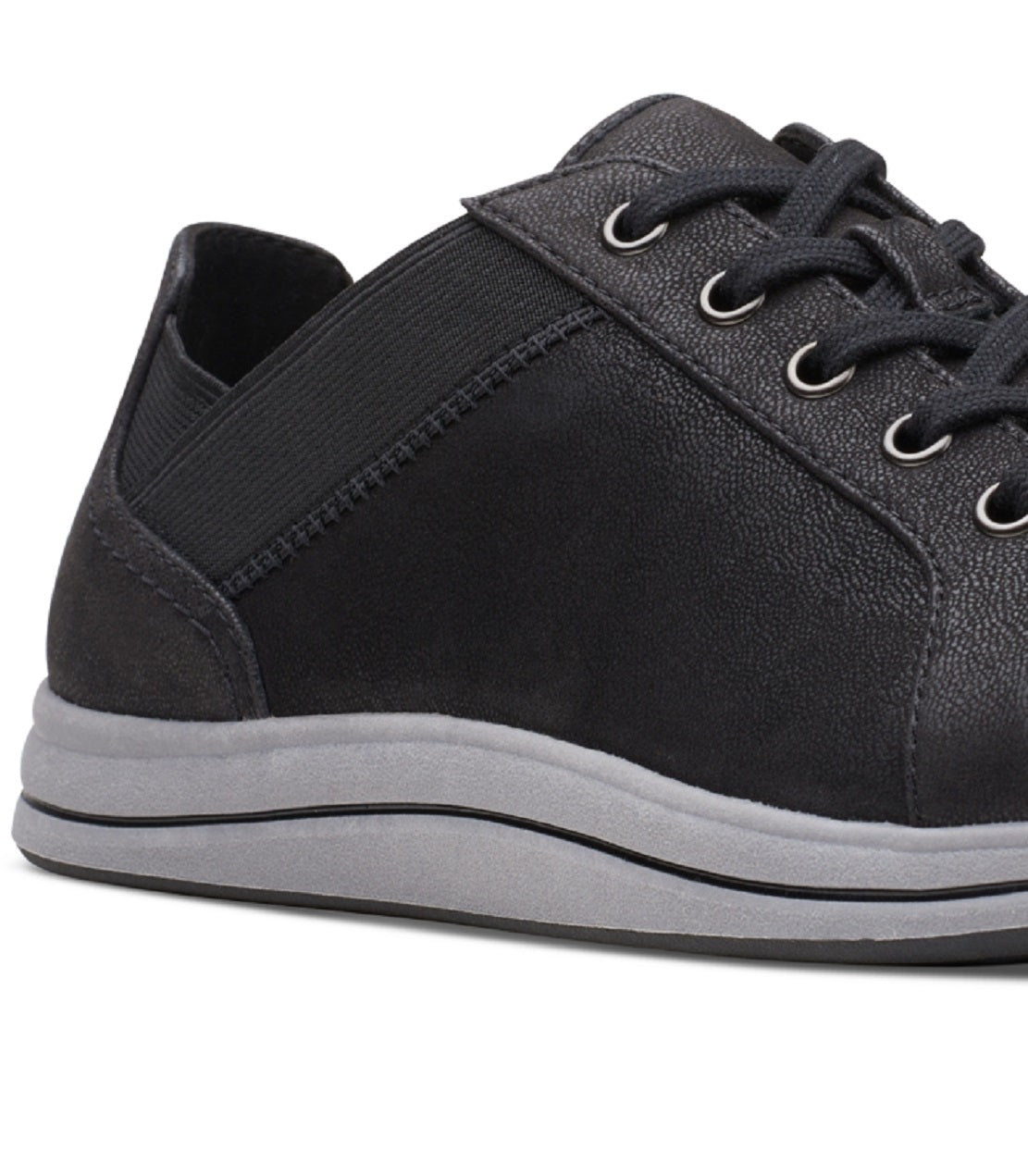 Tênis Clarks Cloudsteppers Breeze Sky com cadarço, feminino, preto, tamanho 8,5 M