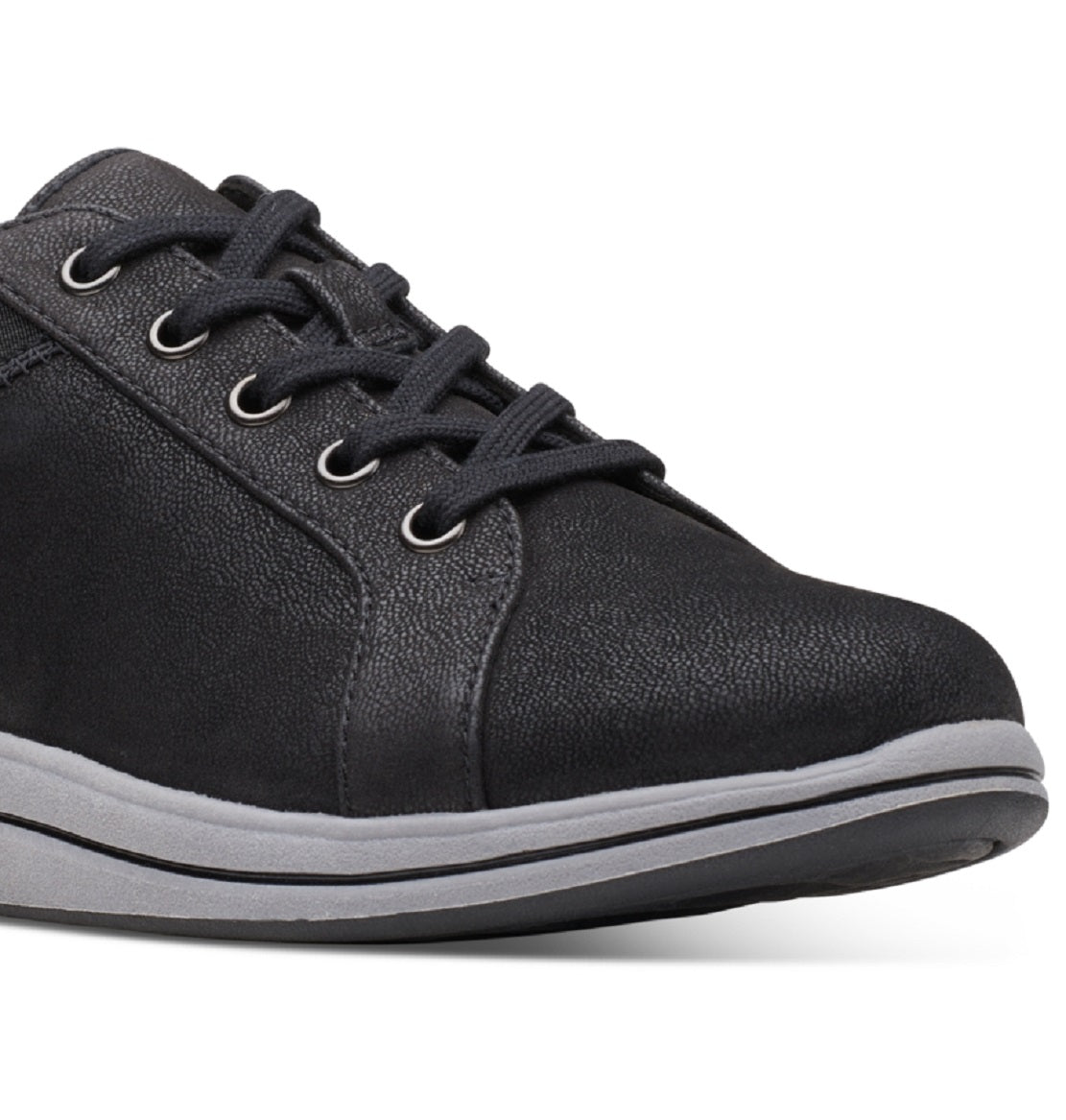 Tênis Clarks Cloudsteppers Breeze Sky com cadarço, feminino, preto, tamanho 8,5 M