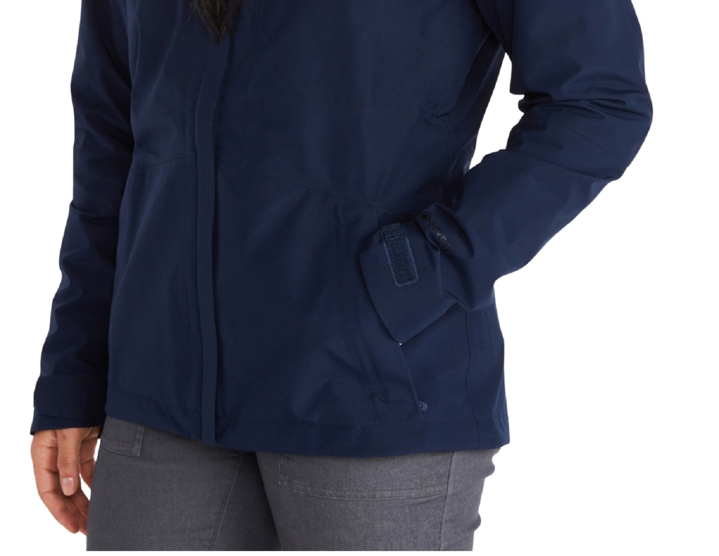 Jaqueta de chuva minimalista com capuz Marmot feminina, azul, tamanho X-S
