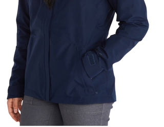 Jaqueta de chuva minimalista com capuz Marmot feminina, azul, tamanho X-S