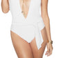 Maiô feminino Ramy Brook Verona Plunge, branco, tamanho grande