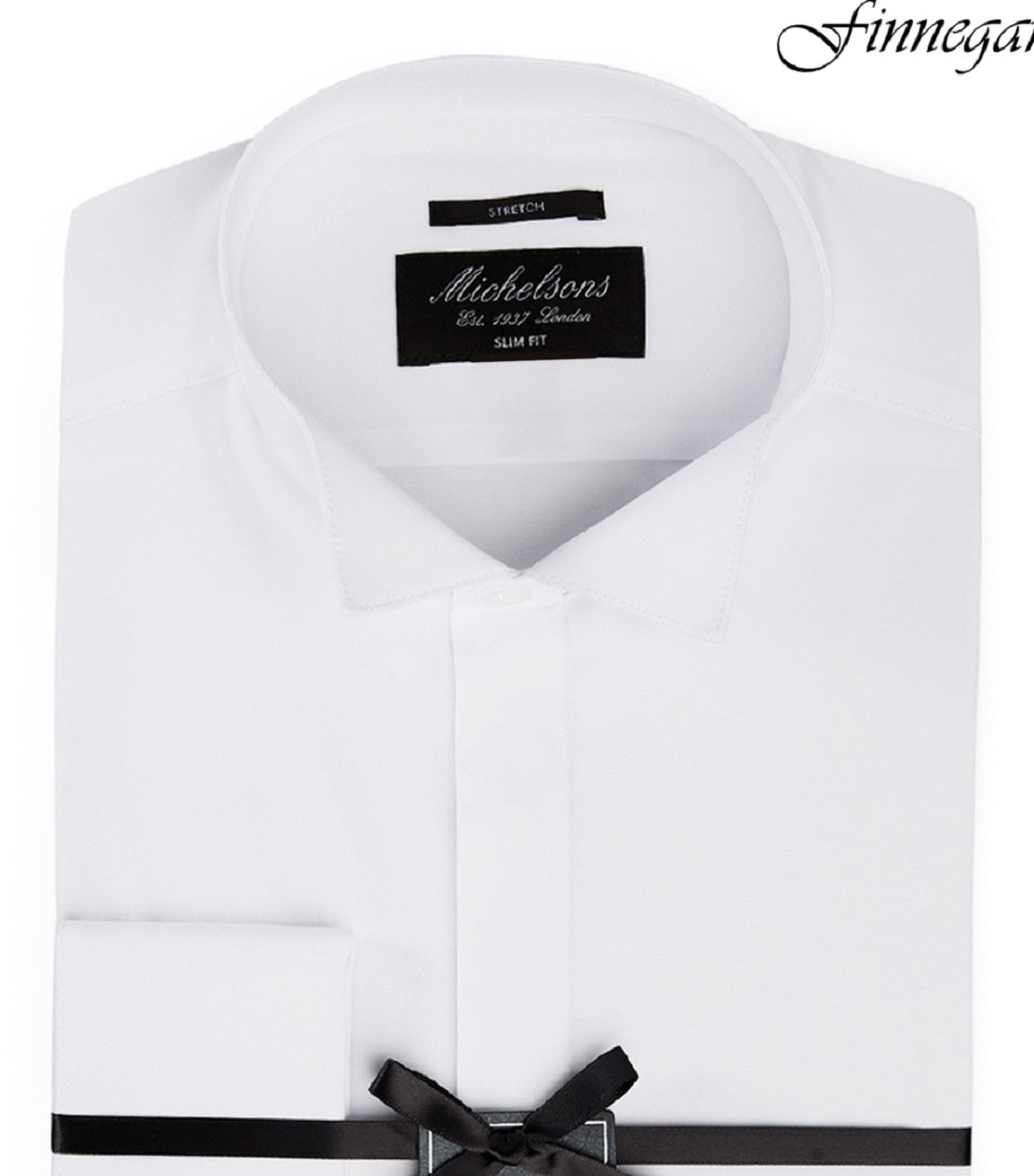 Camisa smoking masculina Michelsons Of London com corte slim e punho elástico, branca, tamanho 15x32x33