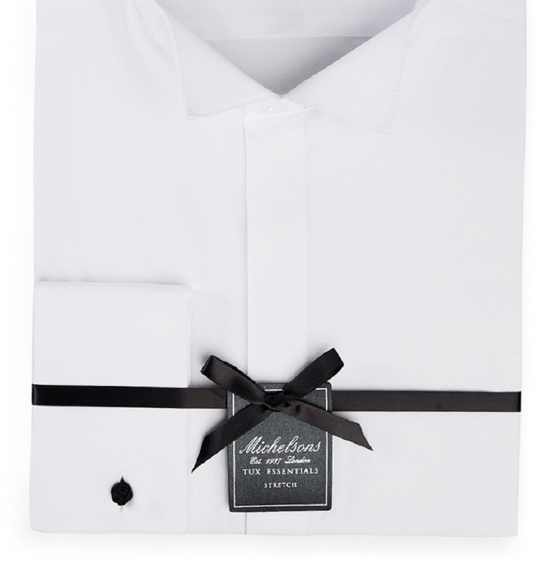 Camisa smoking masculina Michelsons Of London com corte slim e punho elástico, branca, tamanho 15x32x33