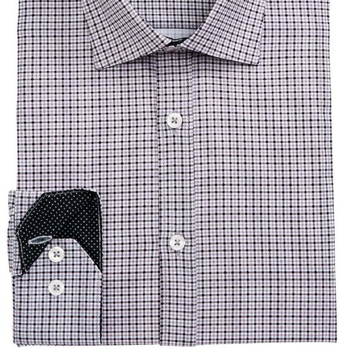 Camisa social masculina com corte slim fit e estampa xadrez elástica, tamanho pequeno, preta, da Society of Threads
