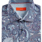 Camisa social masculina Tallia Slim Fit, sem passar a ferro, com estampa paisley elástica, tamanho pequeno, azul