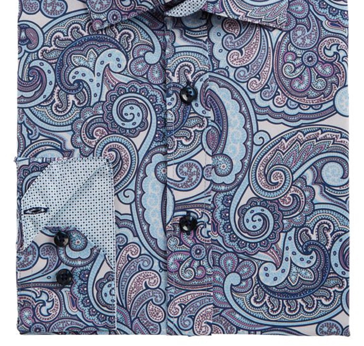 Camisa social masculina Tallia Slim Fit, sem passar a ferro, com estampa paisley elástica, tamanho pequeno, azul