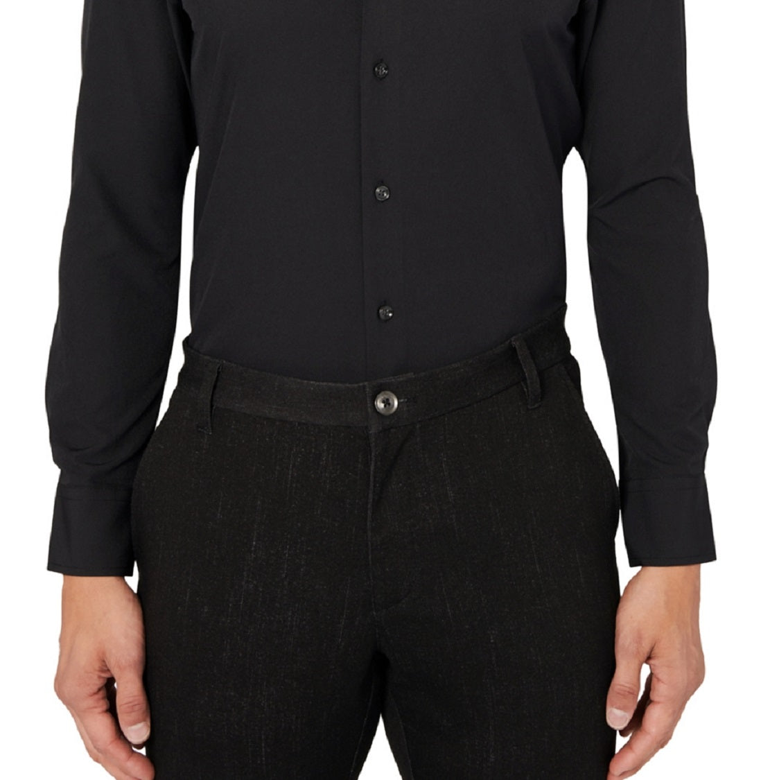 Camisa social masculina Construct Slim Fit Solid Performance Stretch Cooling Comfort, preta, tamanho grande