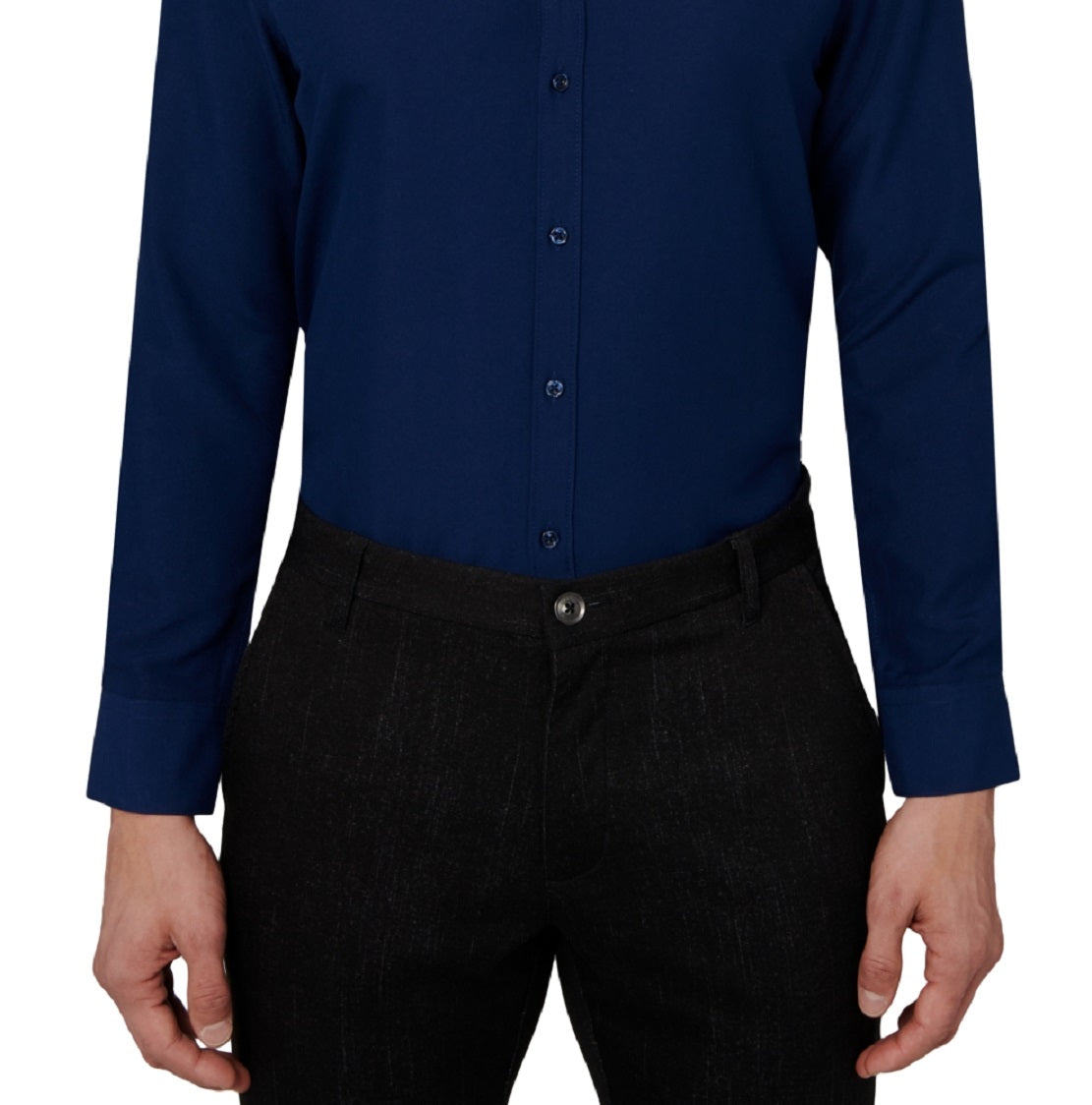 Camisa social Calabrum masculina regular fit sólida performance azul tamanho grande